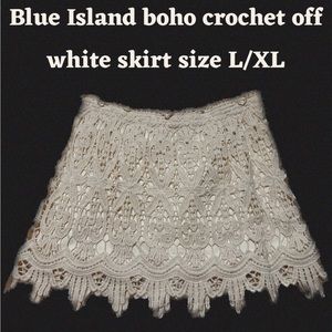 Blue Island boho beach style crochet off white skirt size L/XL